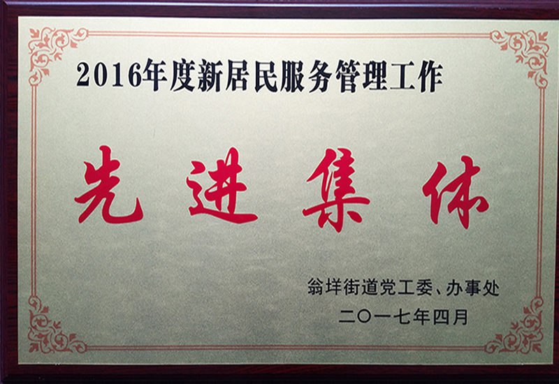 2016年度新住民效劳治理事情先进整体